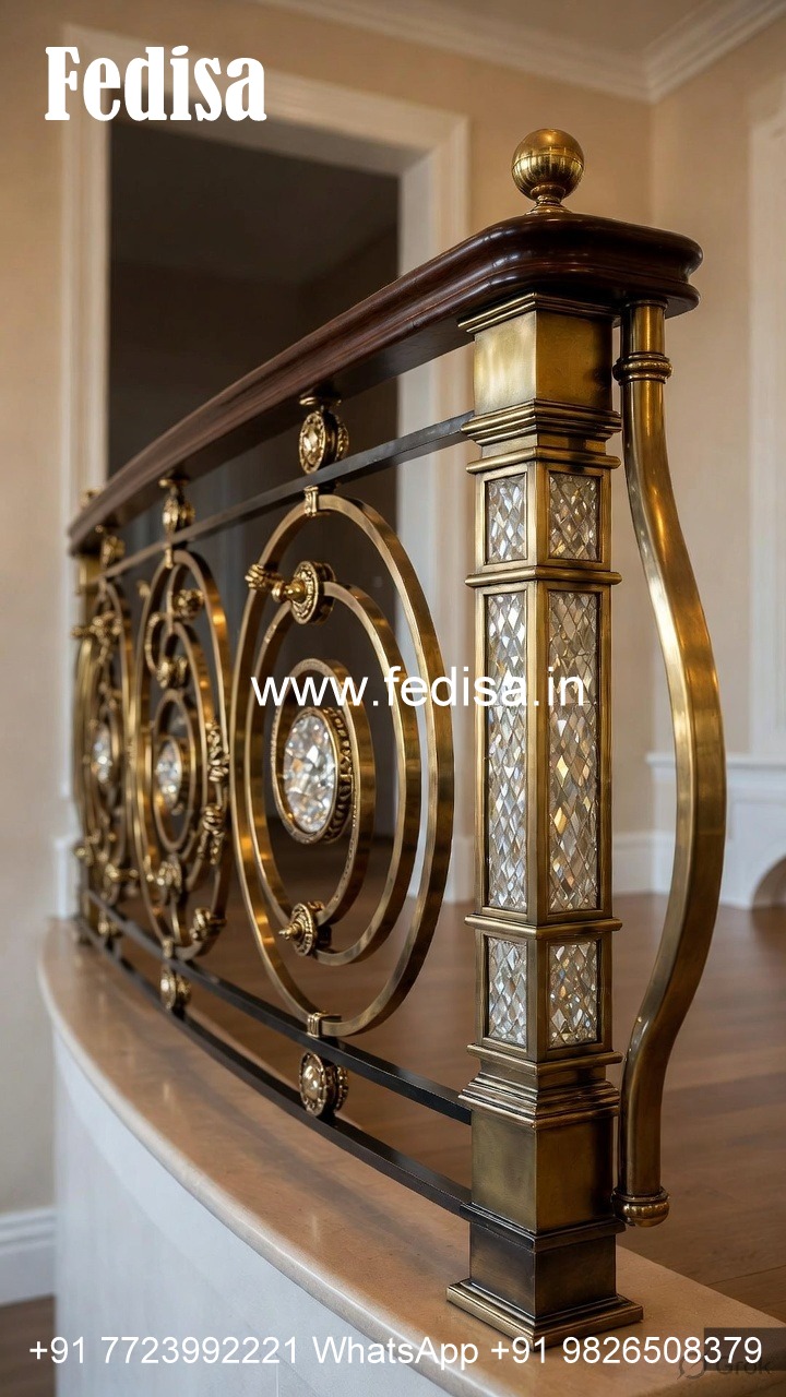 Elegant Brass Crystal Stair Railing Designs CR-6384