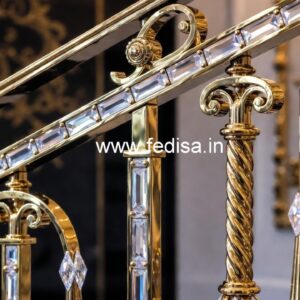 Premium Staircase Crystal Brass Railings CR-6439