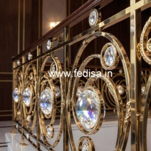 Luxury Staircase Railings with Crystal Brass CR-6451