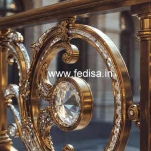 Elegant Luxury Stair Railings Brass Crystal CR-6478