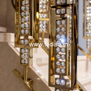 Modern Royal Stair Railings Brass Crystal CR-6482