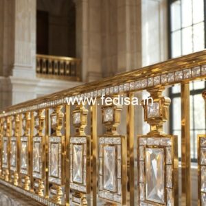 Golden Finish Brass Crystal Stair Railings CR-6496