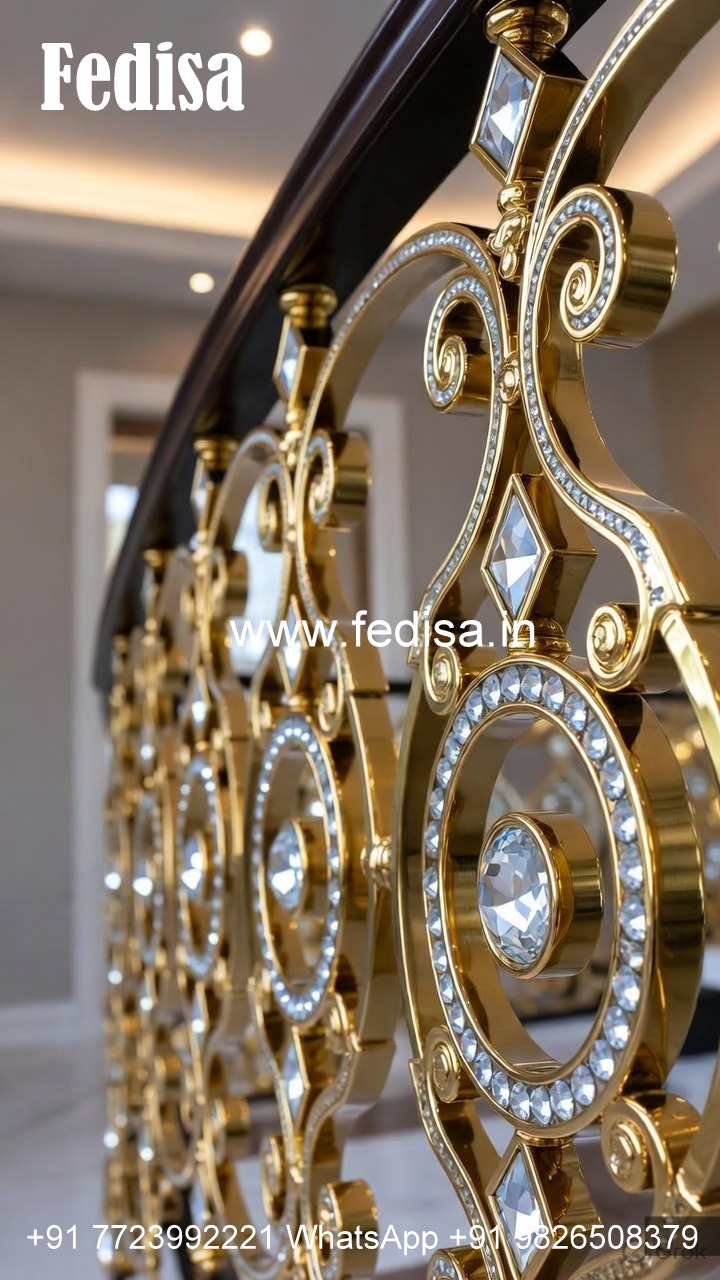 Premium Crystal Brass Stair Railings CR-6507