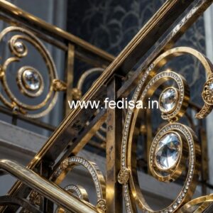 Elegant Brass Crystal Railings for Staircases CR-6508