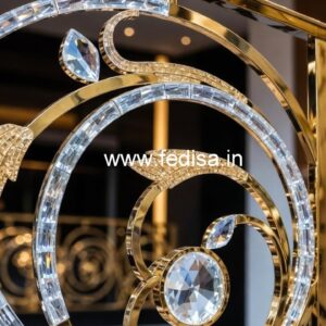 Stylish Brass Crystal Railings with Glass CR-6510