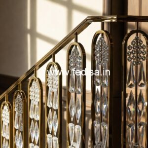 Elegant Stair Railings with Brass Crystal CR-6521