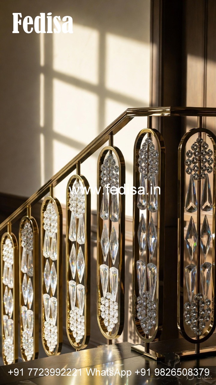 Elegant Stair Railings with Brass Crystal CR-6521