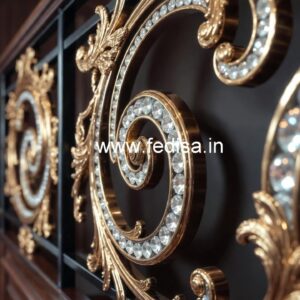 Designer Brass Crystal Railings with Glass CR-6594