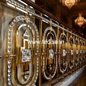 Designer Stair Railings with Brass Crystal CR-6759