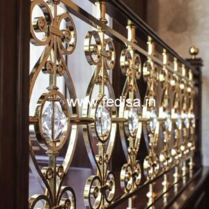 Brass Crystal Railing with Marble Stairs CR-6764