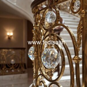 Golden Finish Brass Crystal Stair Railings CR-6800