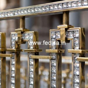 Stylish Brass Crystal Railings with Glass CR-6814