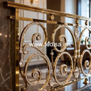 Premium Brass Crystal Railing with Glass CR-6840