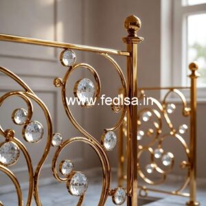 Elegant Brass Crystal Railings for Apartments CR-6845