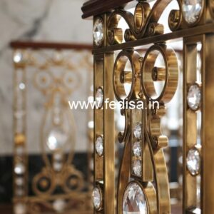 Elegant Brass Crystal Railings with Marble CR-6850