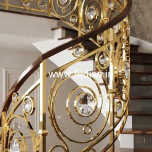 Designer Brass Crystal Railings with Glass CR-6898
