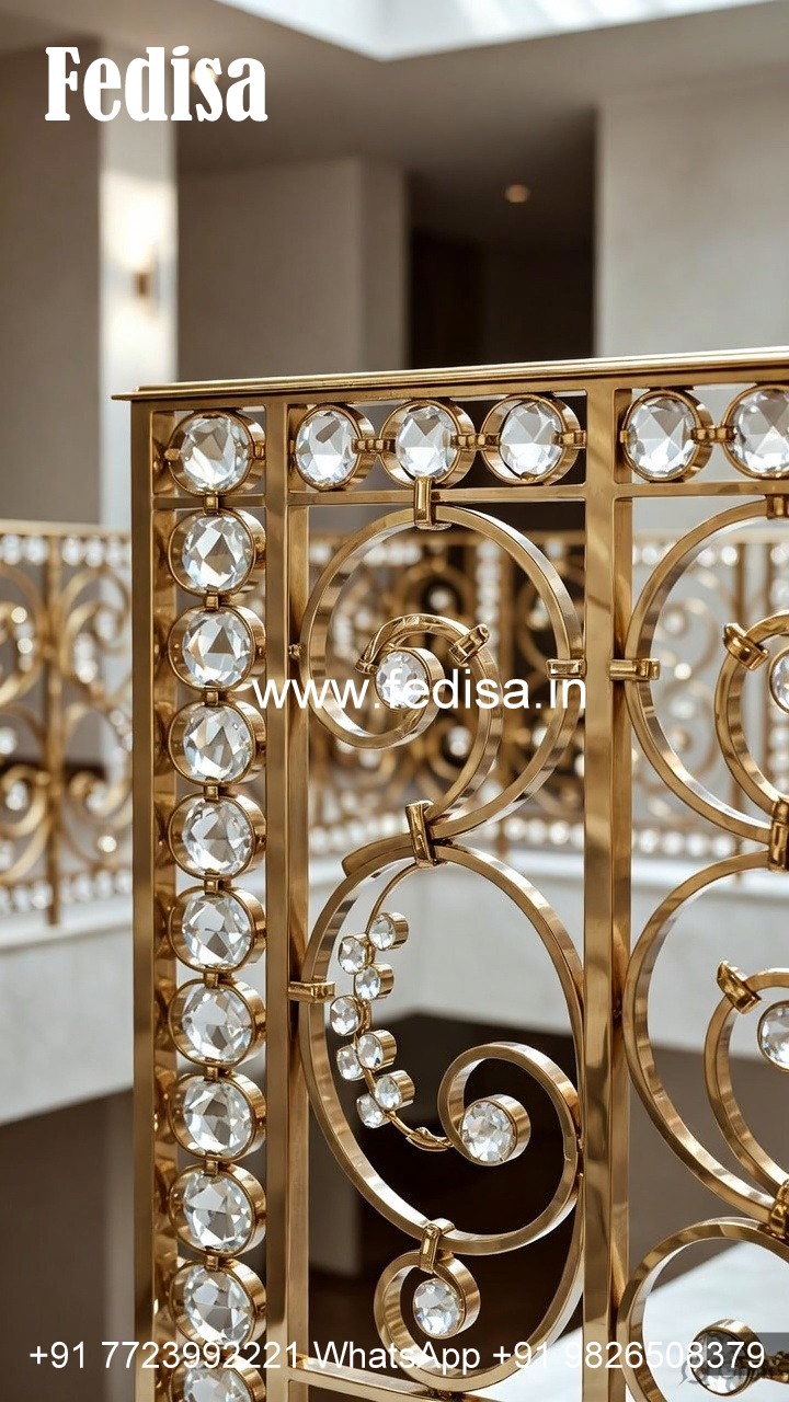 Designer Brass Crystal Railings for Interior Design CR-6954