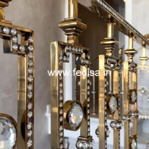 Elegant Staircase Brass Crystal Railings CR-7019