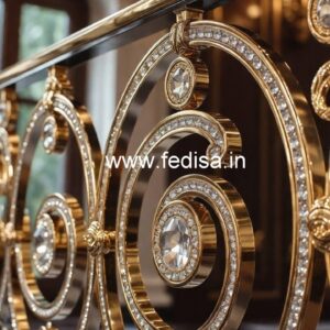 Designer Crystal Brass Stair Railings CR-7037