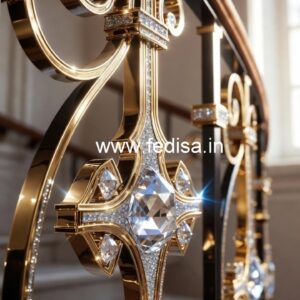 Premium Staircase Crystal Brass Railings CR-7047