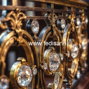 Golden Finish Brass Crystal Stair Railings CR-7104