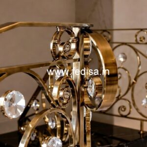 Elegant Stair Railings with Brass Crystal CR-7129