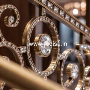 Designer Brass Crystal Railings with Glass CR-7202