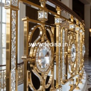 Elegant Brass Crystal Railings with Glass CR-7221