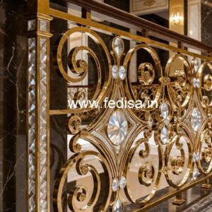 Luxury Staircase Railings with Crystal Brass CR-7363