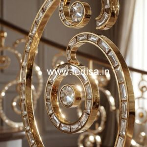 Luxury Home Staircase Brass Crystal Railings CR-7379