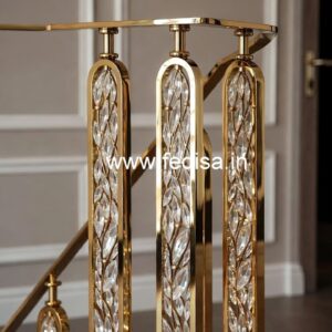 Modern Royal Stair Railings Brass Crystal CR-7394