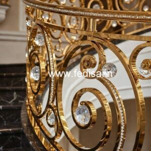 Golden Finish Brass Crystal Stair Railings CR-7408