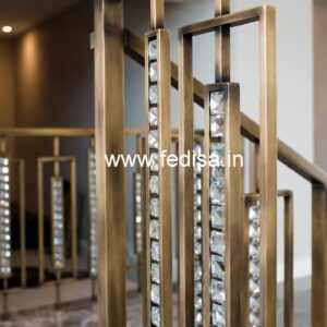Elegant Brass Crystal Railings with Lighting CR-7440