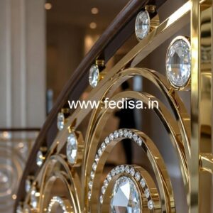Elegant Brass Crystal Railings for Modern Homes CR-7486