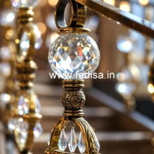 Designer Brass Crystal Railings with Glass CR-7506