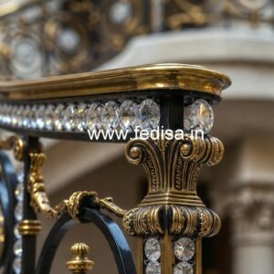 Brass Crystal Railing with Marble Stairs CR-7676