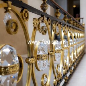 Stylish Brass Crystal Railings with Glass CR-7726