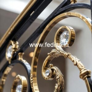 Elegant Stair Railings with Brass Crystal CR-7737