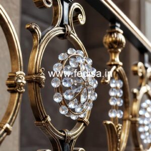 Premium Brass Crystal Railing with Glass CR-7752
