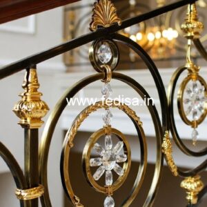 Elegant Brass Crystal Railings with Marble CR-7762