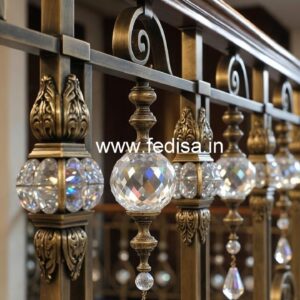 Luxury Brass Crystal Railings with Glass Panels CR-7773