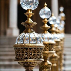 Designer Brass Crystal Railings with Glass CR-7810