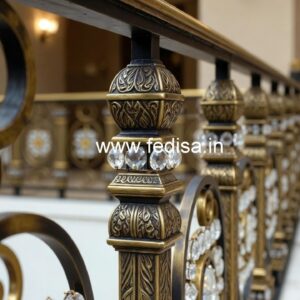 Elegant Brass Crystal Railing Designs for Villas CR-7823