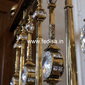 Elegant Brass Crystal Railings with Glass CR-7829