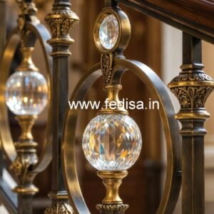 Elegant Brass Crystal Stair Railing Designs CR-7904