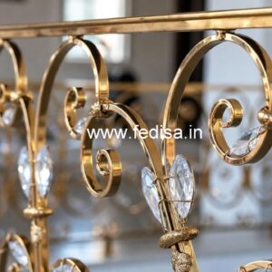 Elegant Luxury Stair Railings Brass Crystal CR-7998
