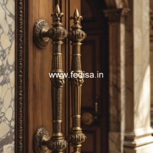 Brass Door Handle with Carving Design BDR-7453