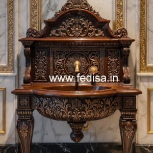 Marble Wash Basin with Golden Finish No-089