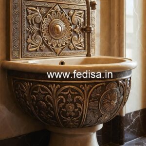 Marble Wash Basin with Golden Finish No-388