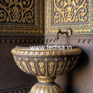Elegant Marble Basin with Artistic Texture No-663